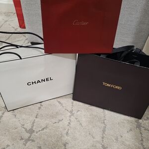 Chanel, Tom Ford, and Cartier Shopping Bags. $45 Set.. Small